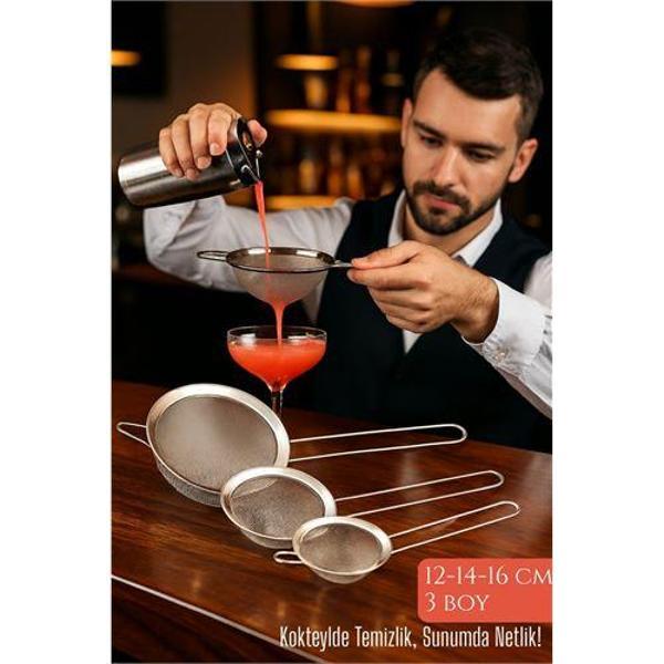 3’lü Bar Süzgeci Seti – 12-14-16 cm Çaplı Paslanmaz Çelik | Kokteyl ve Mutfak İçin  - Image 1