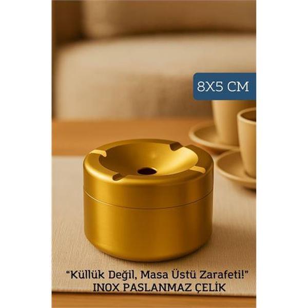 Modacar Inox Gold Paslanmaz Çelik Küllük – 8x 5 cm | Modern, Hijyenik ve Dayanıklı Tasarım  - Image 1