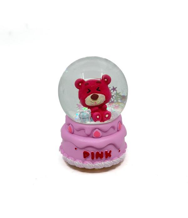 Işıklı Kar Küresi Pembe Ayıcık Hediye Paketi 7 cm - Image 1