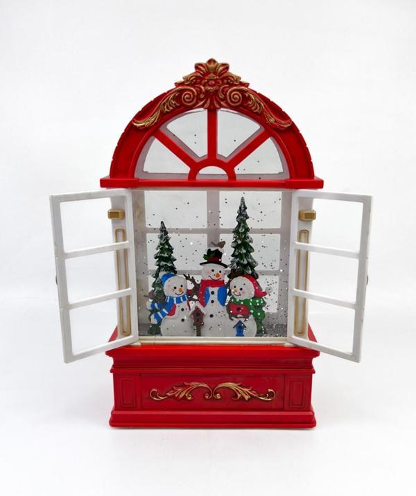 Işıklı ve Müzikli Kar Küresi - Kardan Adam Ailesi Açılır Pencereli Tasarım - Image 1