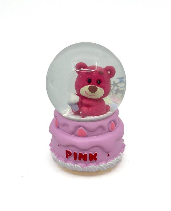 Işıklı Kar Küresi Pembe Ayıcık Cupcake 7 cm - Image 1