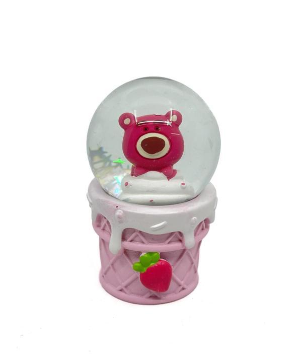 Işıklı Kar Küresi Pembe Ayıcık 7 cm - Image 1