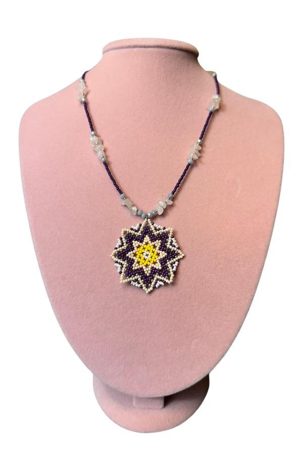 Uretti - Özlem 9422 0338 El Yapımı Pembe Kuvars Doğal Taşlı Mandala Model Kolye - Image 1