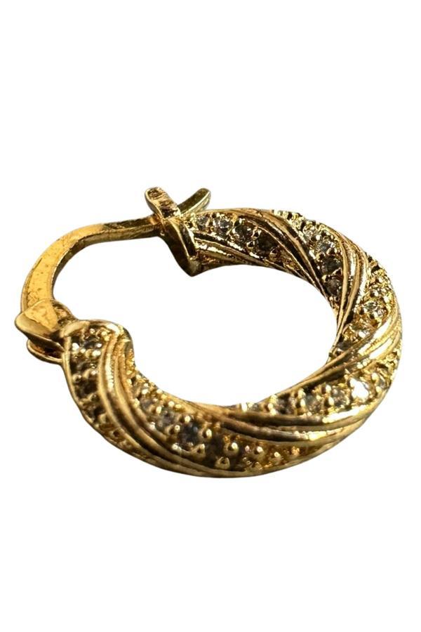 Uretti - İREM 3914 Minimal Burgulu Taşlı Çelik Halka Küpe - Image 1