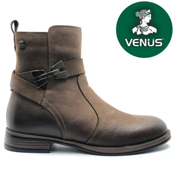 Venüs Kay Hakiki Deri Düz Kaymaz Taban Ortopedik Kadın Bot - Image 1