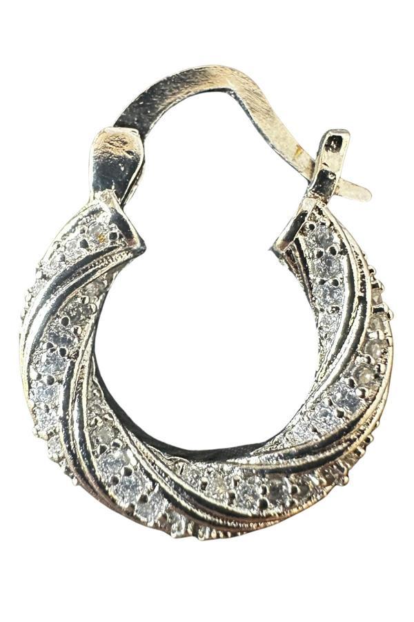 Uretti - İREM 3914 Minimal Burgulu Taşlı Çelik Halka Küpe - Image 1