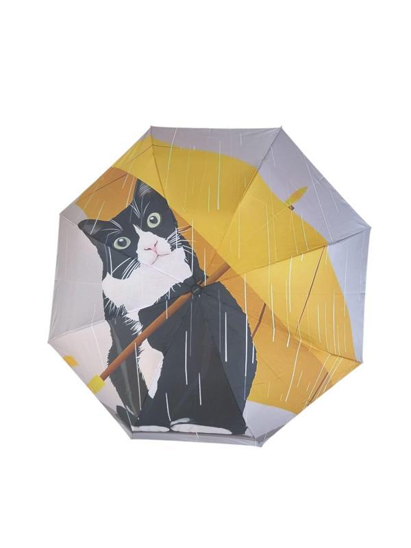 Kedi Desenli Şemsiye Rüzgara Dayanıklı Çanta Boy Bayan Şemsiyesi - Image 1
