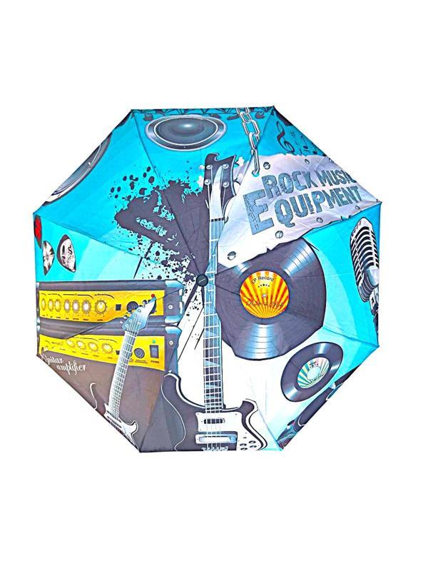Rak Music Desenli Şemsiye Rüzgara Dayanıklı Çanta Boy Manuel Şemsiye - Image 1