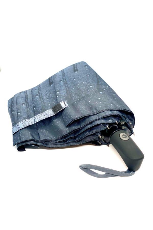 Tam Otomatik Yağmur Desenli Lüx Bayan Şemsiye Gri - Image 1