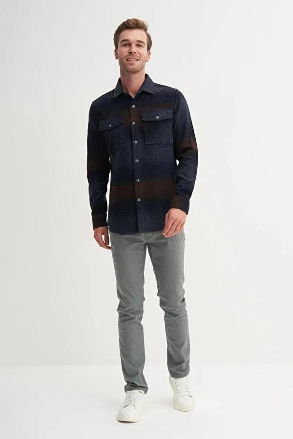 Cazador Regular Fit Cepli Oduncu Desenli Vintage Gömlek-23005 - Image 1