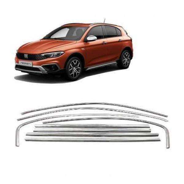 Fiat Egea HB/SD 2015+ Egea Cross 2020+ Krom Cam Çıtası Tam Tur 8 Parça  - Image 1