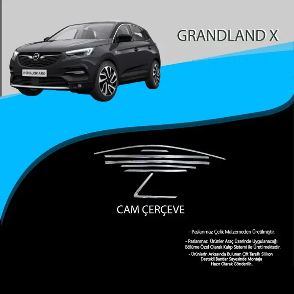 Opel Grandland X Krom Cam Çıtası Tam Tur 14 Parça 2017+ - Image 1
