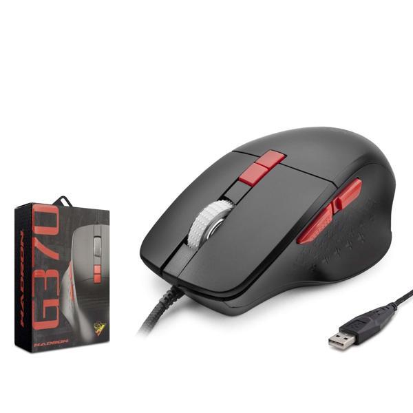 Hadron G370 3600dpi RGB Ledli 1.50mt USB Kablolu Oyuncu Mouse - Siyah - Image 1