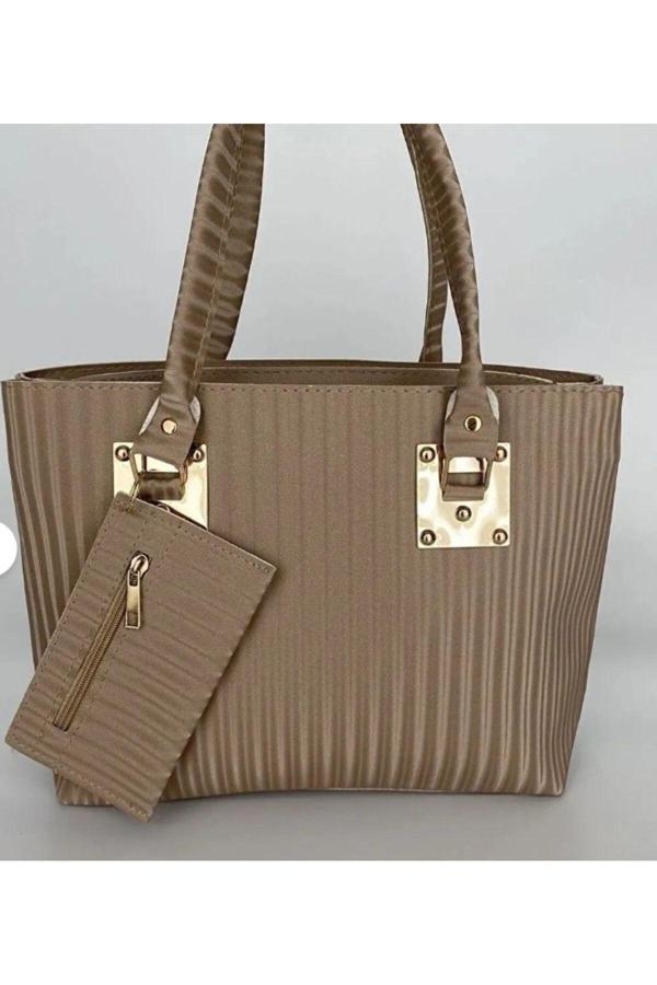 Kadın BEJ Günlük Düğünlük Anne Çanta Cüzdanlı Büyük Boy El Ve Omuz Çantası OT00077 - Image 1