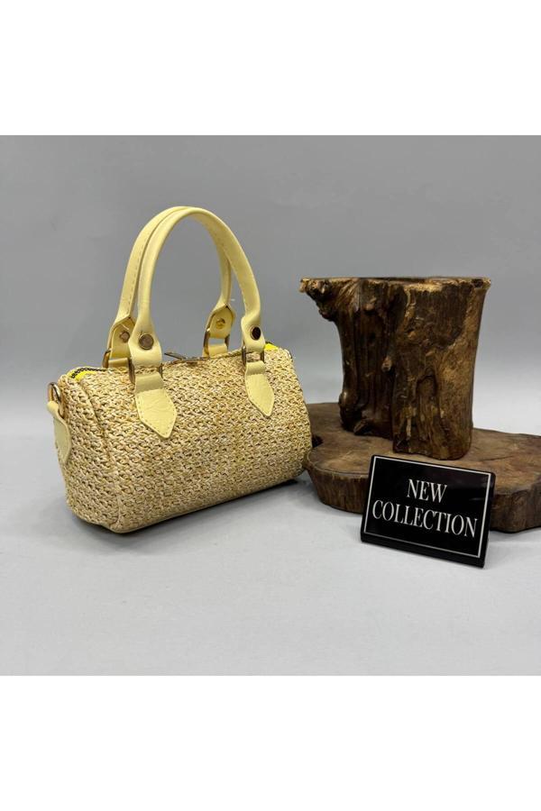 Kadın SARI El ve Kol Askılı Hasır Çanta OT00083 - Image 1
