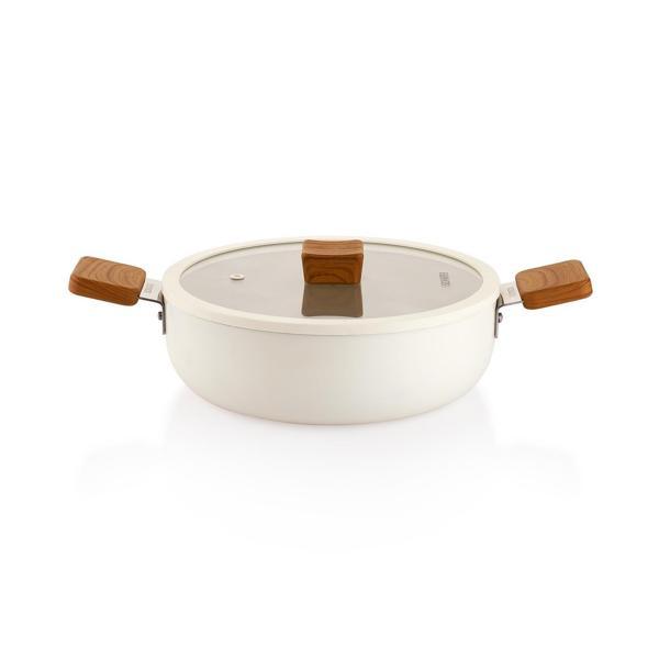 Schafer Ceramoni Seramik Basık Tencere 30 Cm – Krem - Image 1