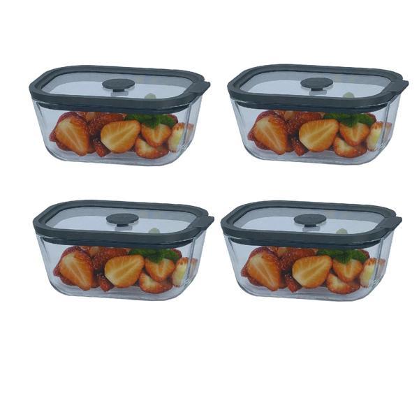Sızdırmaz Cam Kapaklı Saklama Kabı 470 ML – 4’lü Set - Image 1