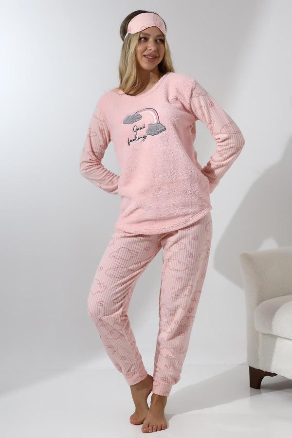 Fawn 5010 Peluş Welsoft Polar Kışlık Yumoş Kadın Pijama Takımı - Image 1