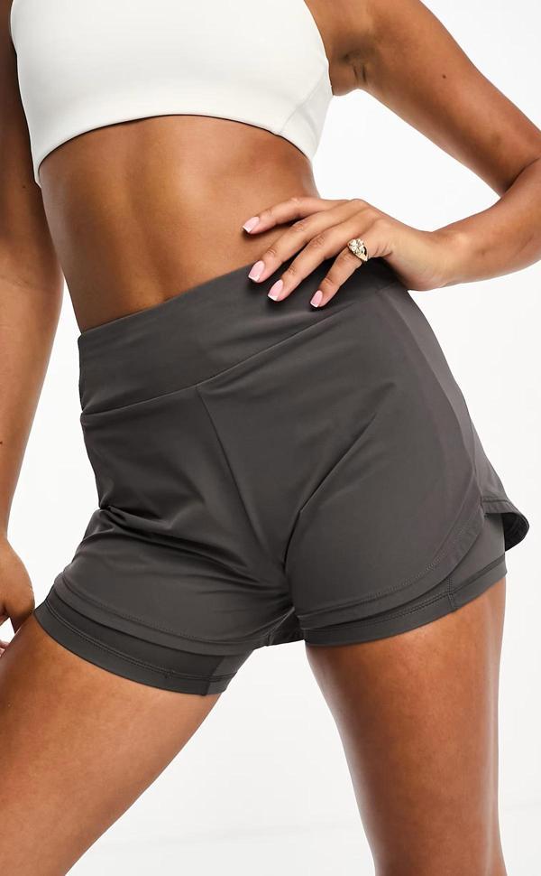 Nike Training Bliss Dri Fit 3" 2N1 Short Kadın 3 Cepli Taytlı 8cm Şort Antrasit - Image 1