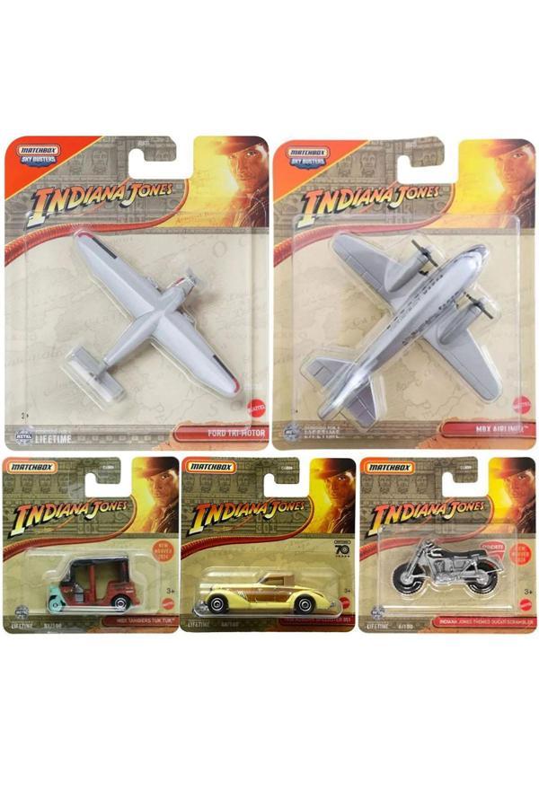 Matchbox 5 Araç İndiana Jones Set - 1936 Auburn Speedster 851, MBX Airliner, Ducati Scrambler, Ford Tri-Motor, Mbx Tangiers Tuk Tuk - Image 1