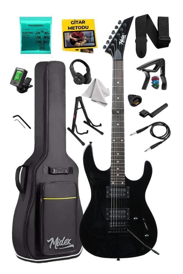 Midex Crade-ST Black Rosewood Klavye Super Strat Kasa HH Yüksek Kaliteli Elektro Gitar - Image 1