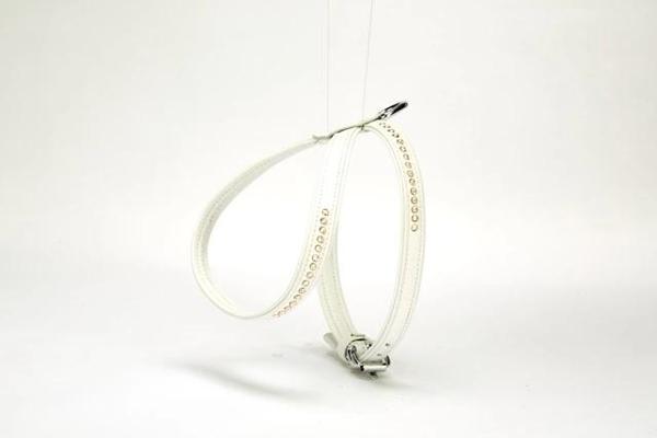Doggi Flotter Swarovski Taşlı Deri Köpek Göğüs Tasması 1,2 x 29-40 cm Beyaz - Image 1