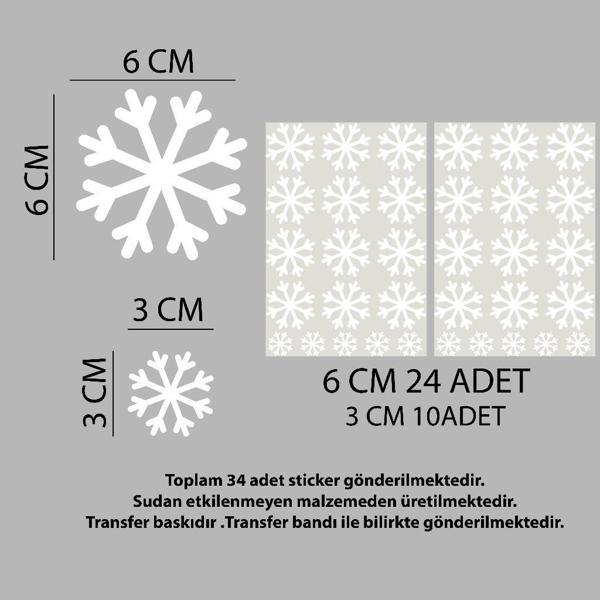 Beyaz Kar Tanesi Cam Sticker Yılbaşı Dekoru/Sticker-Kartanesi Cam Vitrin Süsleme Etiket 34 adet-KRTNS2 - Image 1