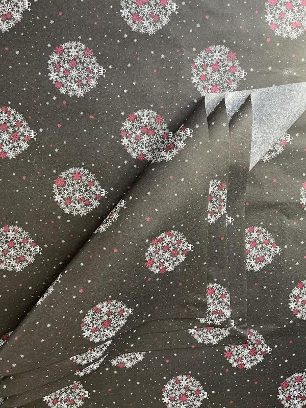 Yılbaşı Kar Desenli Süsleme Topu Pelur Kağıdı/Pelur Kâğıt /Yılbaşı Yeni Yıl Hediye Paketleme 10adet-SSLTP10 - Image 1