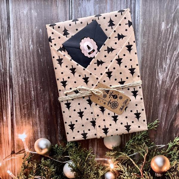 Yılbaşı Çam  Desenli Pelur Kağıt , Yılbaşı Hediye Paketi, Pelur Kağıdı, Yeni Yıl Paketleme 10 Adet-CMAG1 - Image 1