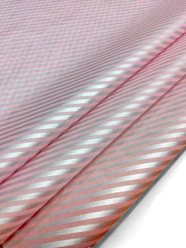 Gümüş Şerit Desenli Pelur Kağıdı/Pembe Pelur Kâğıt /50x70 cm 10adet -T444 - Image 1