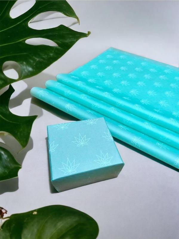 Beyaz Desenli Pelur Kağıdı/Mint Yeşili- Su Yeşili Pelur Kâğıt /50x70 cm 10adet -T445 - Image 1