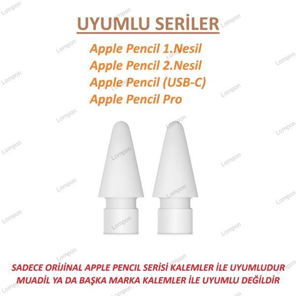 Apple Pencil 1.Nesil & 2.Nesil - Apple Pencil Pro - Apple Pencil (USB-C) Kalem Ucu (2 Adet) - Image 1