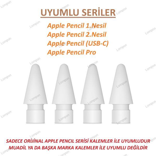 Apple Pencil 1.Nesil & 2.Nesil - Apple Pencil Pro - Apple Pencil (USB-C) Kalem Ucu (4 Adet) - Image 1