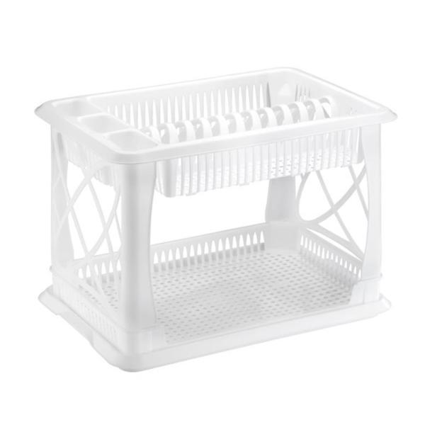 Omnipazar ELF-306 Plastik Çift Katlı Lüks Bulaşık Kurutmalık Tabaklık  - Image 1