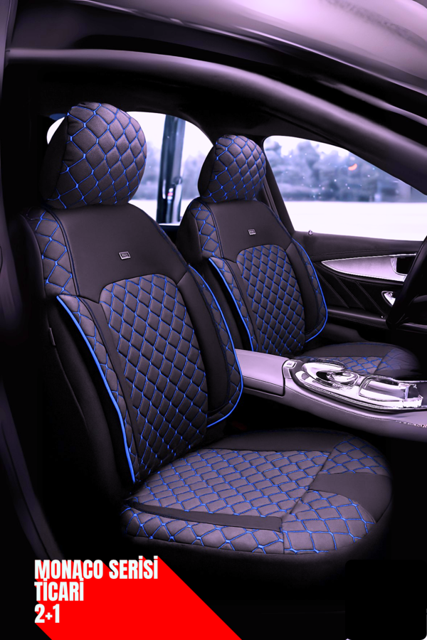 Seat Tarraco 2019 ve Sonrası Fr 5 Kapı – Ticari Araç 2+1 Uyumlu Monaco Serisi Eviza Koltuk Kılıfı – Siyah, Kolay Montaj - Image 1