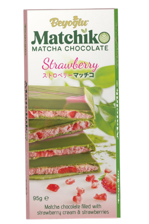 Beyoğlu Çikolata Matchiko Çilek Kremalı Ve Parçacıklı Matcha Çikolata 95 Gr. - Image 1