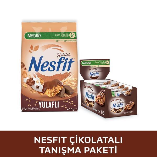 NESTLE NESFIT Çikolatalı Tam Tahıl Pirinç Gevreği 400g & Bitter Çikolatalı Tam Tahıllı Bar 16x23,5g - Image 1