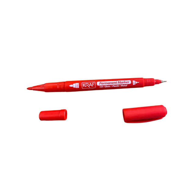 Kraf Asetat Kalemi Twin Çift Uçlu 250G Kırmızı 12’li - Image 1