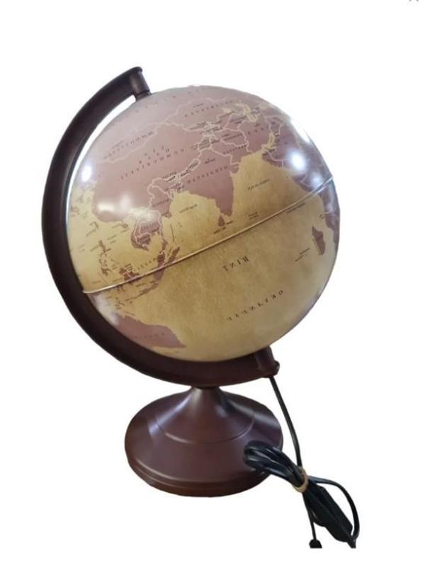 Küre Işıklı Antik Desenli Dünya Haritası Kahverengi - 26 Cm  - Image 1