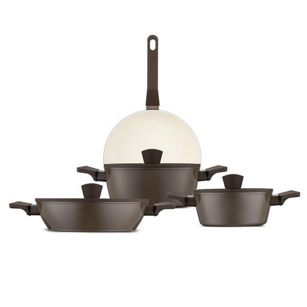 Jumbo Swiss Crystal Brown 7 Parça İndüksiyon Tabanlı Tencere Seti - Image 1