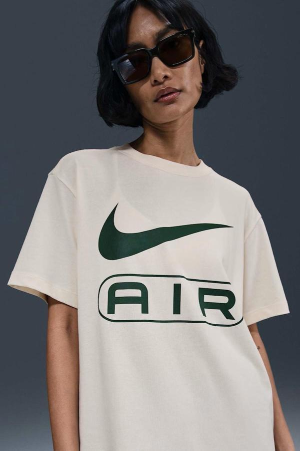 Nike Sportswear Air Loose Fit T-shirt Kadın Bol Kesim Pamuklu Tişört Krem - Image 1