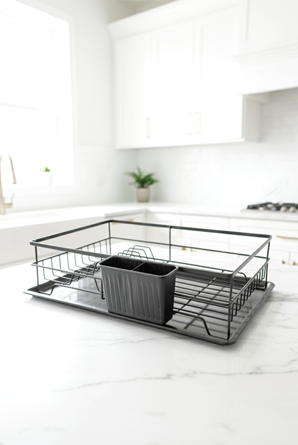 Cremma Tek Katlı Metal Bulaşıklık Siyah - Image 1