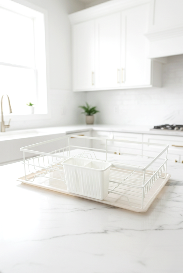 Cremma Tek Katlı Metal Bulaşıklık Beyaz - Image 1