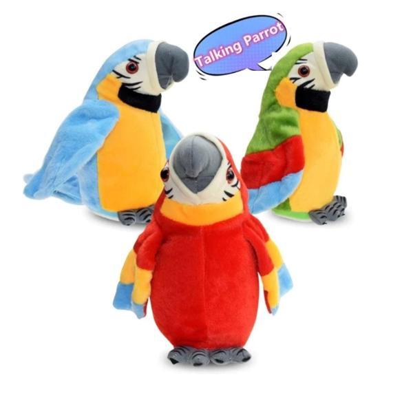 Pilli Ses Kayıt Edebilen Papağan Peluş 20 cm Konuşan Sevimli Oyuncak - Image 1