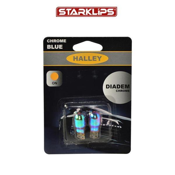 Set Diadem Ampul Dipsiz 12V W18W Halley Chrome Bule - Image 1