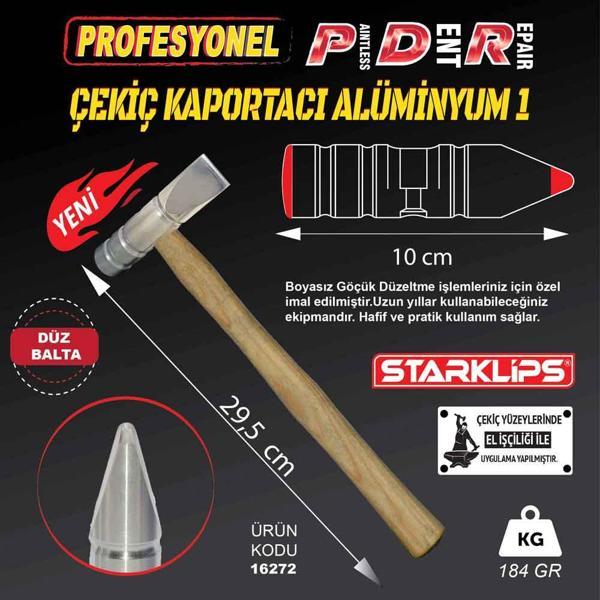 Pdr Kaporta Çekiç Aluminyum Ahşap Saplı ( Düz Balta ) 184Gr - Image 1