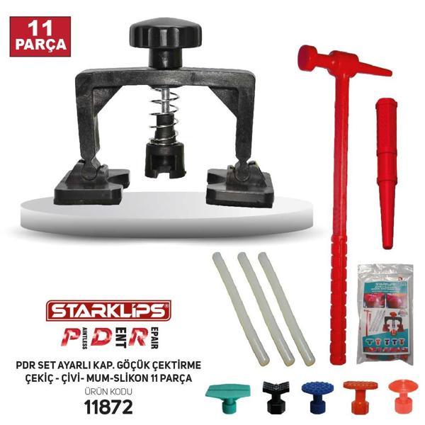 PDR Ayarlı Boyasız Göçük Düzeltme Seti 11 Parça 3 Silikon + Çekiç + 5 Uç - Image 1