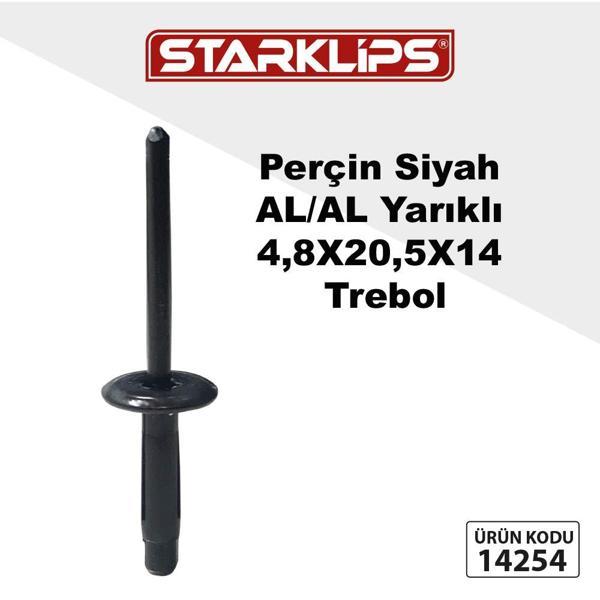 Alüminyum Perçin Siyah Yarıklı 4,8X20,5X14mm Trebol 25 Adet - Image 1