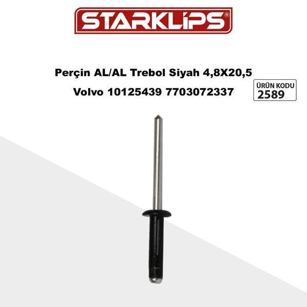 Perçin Alm. Yarıklı Trebol Siyah 4,8 X 20,5 Volvo 10125439 7703072337 Renault Peugeot 697045 25 Adet - Image 1