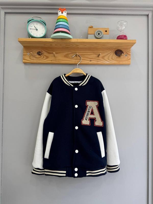 Çocuk Kolej Ceket – “A” Patch Detaylı, 3 İplik Şardonlu, %100 Pamuk - Image 1